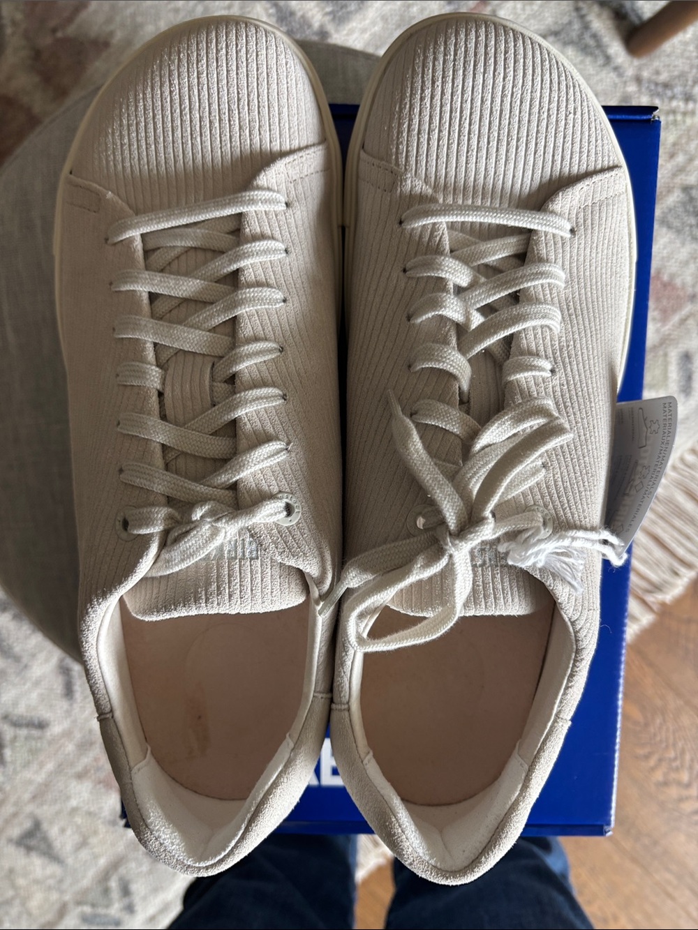 Birkenstock Bend Low Suede Corduroy Antique White Sneakers - Size 42